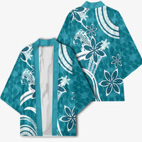 Hawaii Pupuala Plumeria Teal Kimono Polynesian Pattern LT01 - Polynesian Pride