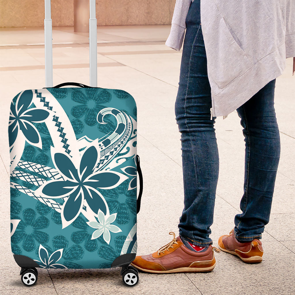 Hawaii Pupuala Plumeria Teal Luggage Cover Polynesian Pattern LT01 Teal - Polynesian Pride