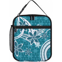 Hawaii Pupuala Plumeria Teal Lunch Bag Polynesian Pattern LT01 10.2 × 8.3 × 4.3 inch Teal - Polynesian Pride