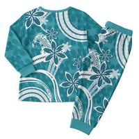 Hawaii Pupuala Plumeria Teal Christmas Pajama Set Polynesian Pattern LT01 - Polynesian Pride