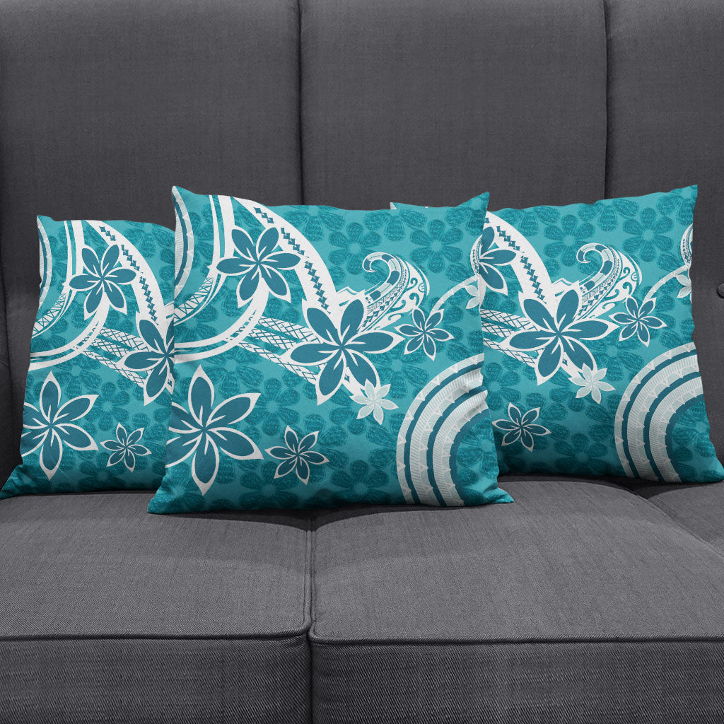 Hawaii Pupuala Plumeria Teal Pillow Cover Polynesian Pattern LT01 - Polynesian Pride