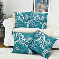 Hawaii Pupuala Plumeria Teal Pillow Cover Polynesian Pattern LT01 - Polynesian Pride