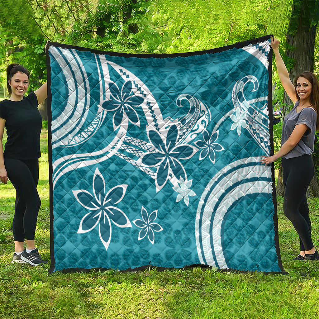 Hawaii Pupuala Plumeria Teal Quilt Polynesian Pattern LT01 - Polynesian Pride