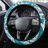 Hawaii Pupuala Plumeria Teal Steering Wheel Cover Polynesian Pattern LT01 - Polynesian Pride