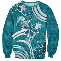 Hawaii Pupuala Plumeria Teal Sweatshirt Polynesian Pattern LT01 Unisex Teal - Polynesian Pride