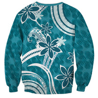 Hawaii Pupuala Plumeria Teal Sweatshirt Polynesian Pattern LT01 - Polynesian Pride