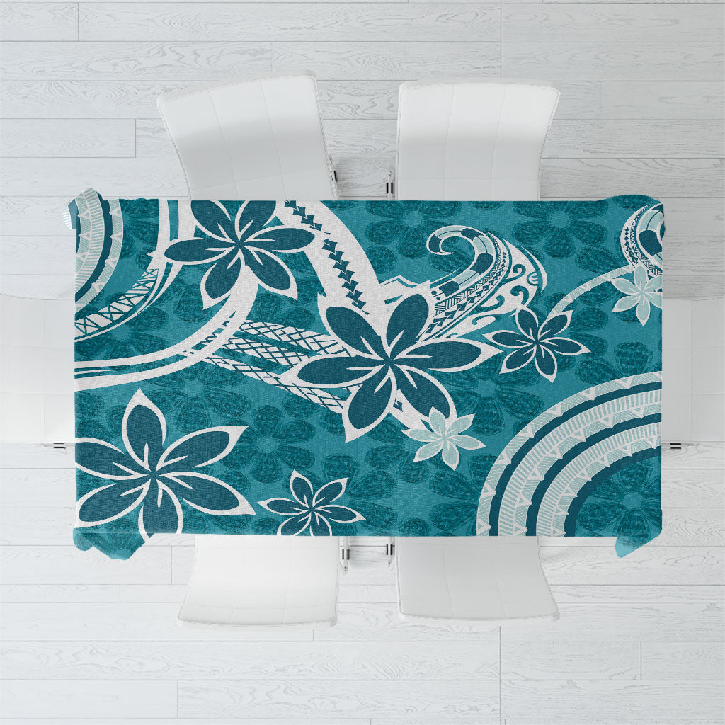Hawaii Pupuala Plumeria Teal Tablecloth Polynesian Pattern LT01 Teal - Polynesian Pride