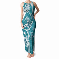 Hawaii Pupuala Plumeria Teal Tank Maxi Dress Polynesian Pattern LT01 Women Teal - Polynesian Pride