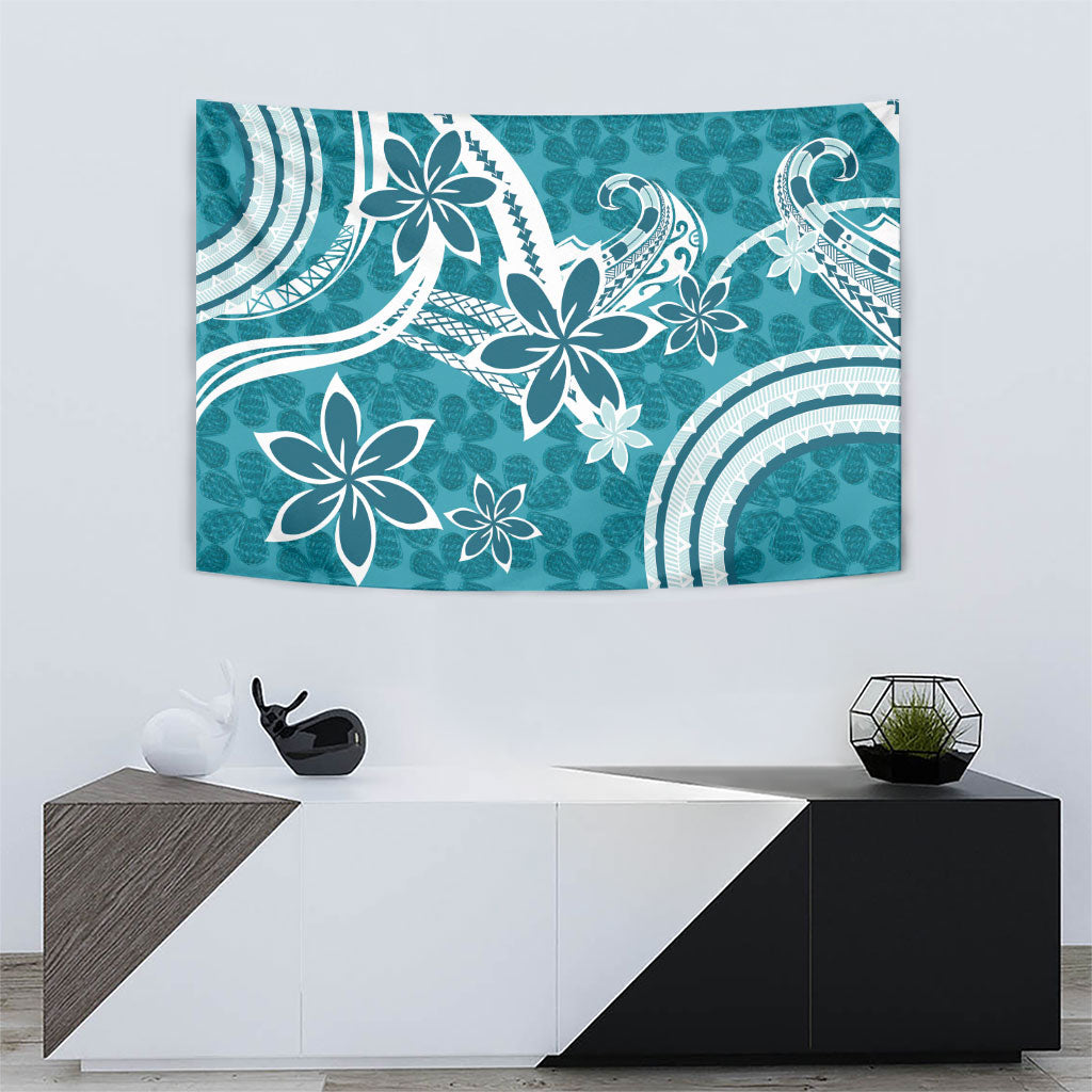 Hawaii Pupuala Plumeria Teal Tapestry Polynesian Pattern LT01 - Polynesian Pride