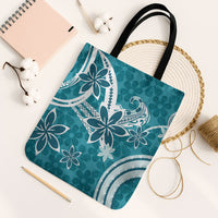Hawaii Pupuala Plumeria Teal Tote Bag Polynesian Pattern LT01 Black Strap One Size Teal - Polynesian Pride