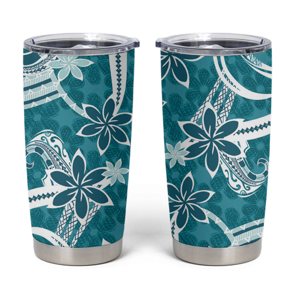 Hawaii Pupuala Plumeria Teal Tumbler Cup Polynesian Pattern LT01 Teal - Polynesian Pride