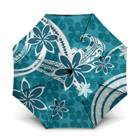 Hawaii Pupuala Plumeria Teal Umbrella Polynesian Pattern LT01 One Size Folded 11.42 inch Opened Diameter 37.4 inch Teal - Polynesian Pride