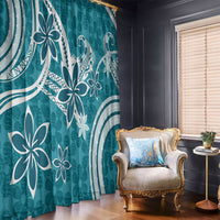 Hawaii Pupuala Plumeria Teal Window Curtain Polynesian Pattern LT01 - Polynesian Pride