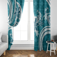 Hawaii Pupuala Plumeria Teal Window Curtain Polynesian Pattern LT01 - Polynesian Pride