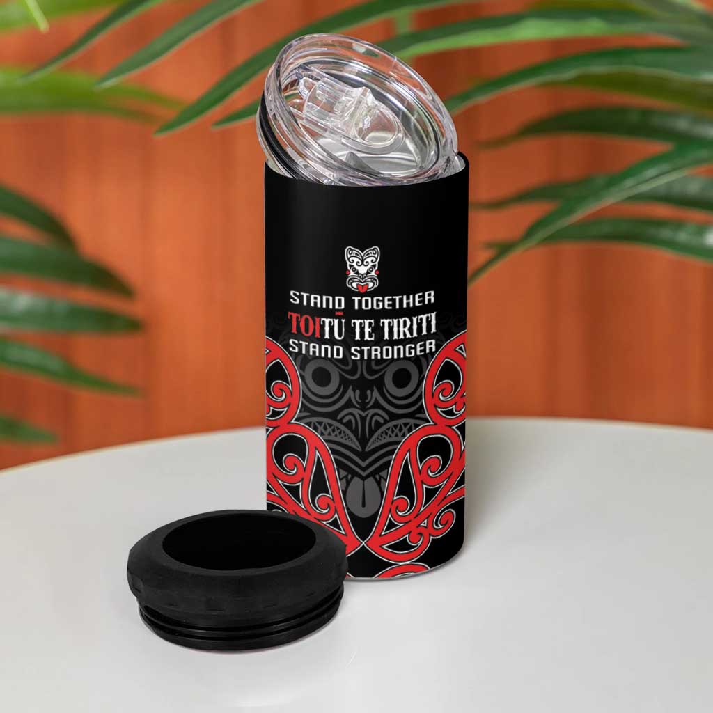 Toitu Te Tiriti 1840 Aotearoa 4 in 1 Can Cooler Tumbler Stand Together Stand Stronger