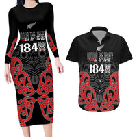 Toitu Te Tiriti 1840 Aotearoa Couples Matching Long Sleeve Bodycon Dress and Hawaiian Shirt Stand Together Stand Stronger LT01 Black - Polynesian Pride