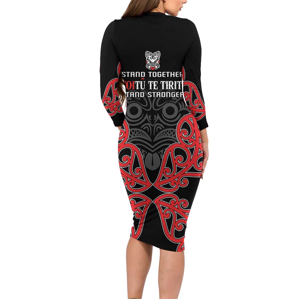 Toitu Te Tiriti 1840 Aotearoa Family Matching Long Sleeve Bodycon Dress and Hawaiian Shirt Stand Together Stand Stronger LT01 - Polynesian Pride
