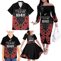 Toitu Te Tiriti 1840 Aotearoa Family Matching Off The Shoulder Long Sleeve Dress and Hawaiian Shirt Stand Together Stand Stronger LT01 - Polynesian Pride