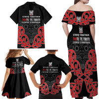 Toitu Te Tiriti 1840 Aotearoa Family Matching Off Shoulder Maxi Dress and Hawaiian Shirt Stand Together Stand Stronger LT01 - Polynesian Pride