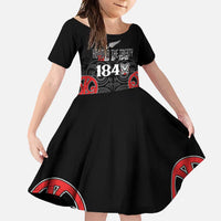 Toitu Te Tiriti 1840 Aotearoa Family Matching Tank Maxi Dress and Hawaiian Shirt Stand Together Stand Stronger LT01 Daughter's Dress Black - Polynesian Pride