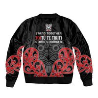 Toitu Te Tiriti 1840 Aotearoa Sleeve Zip Bomber Jacket Stand Together Stand Stronger