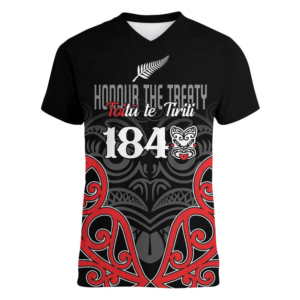 Toitu Te Tiriti 1840 Aotearoa Women V-Neck T-Shirt Stand Together Stand Stronger