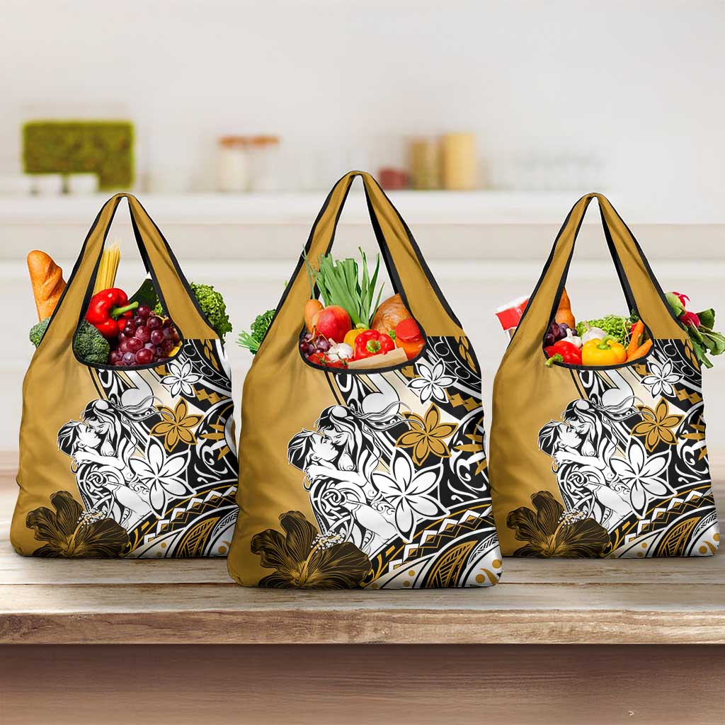 Polynesian Valentine Grocery Bag Couple Floral Unique Gold Version