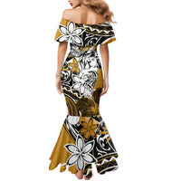 Polynesian Valentine Mermaid Dress Couple Floral Unique Gold Version LT01 - Polynesian Pride