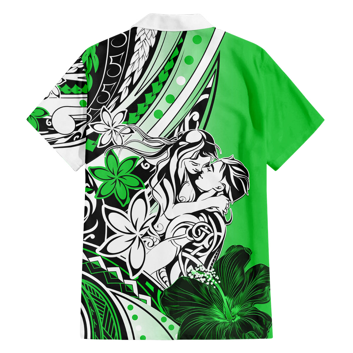 Polynesian Valentine Family Matching Off Shoulder Maxi Dress and Hawaiian Shirt Couple Floral Unique Green Version LT01 - Polynesian Pride