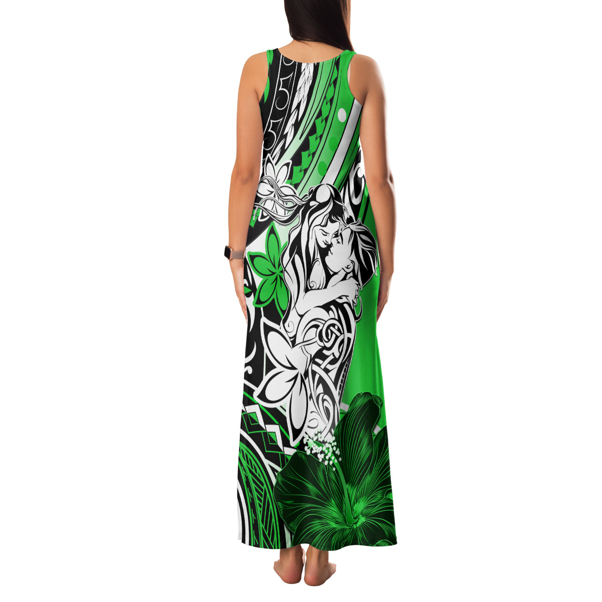 Polynesian Valentine Family Matching Tank Maxi Dress and Hawaiian Shirt Couple Floral Unique Green Version LT01 - Polynesian Pride