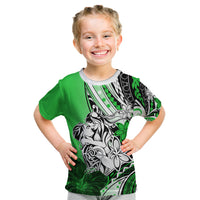 Polynesian Valentine Kid T Shirt Couple Floral Unique Green Version LT01 Green - Polynesian Pride
