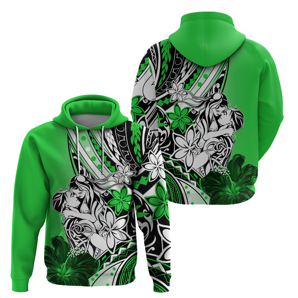 Polynesian Valentine Zip Hoodie Couple Floral Unique Green Version LT01 - Polynesian Pride