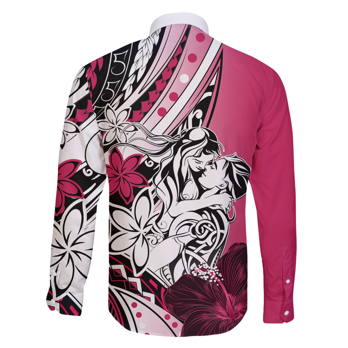 Polynesian Valentine Family Matching Puletasi and Hawaiian Shirt Couple Floral Unique Pink Version LT01 - Polynesian Pride