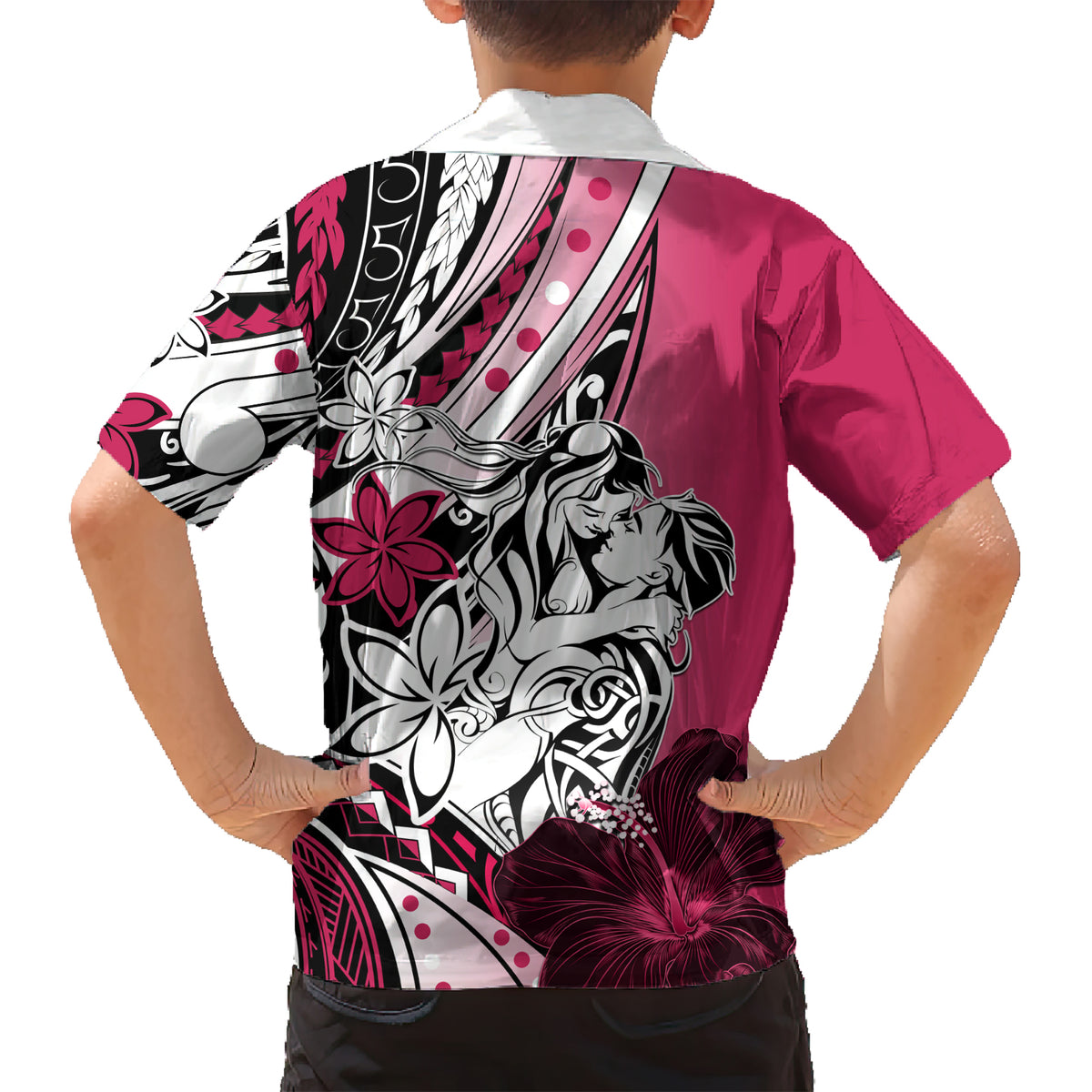 Polynesian Valentine Kid Hawaiian Shirt Couple Floral Unique Pink Version LT01 - Polynesian Pride