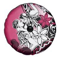 Polynesian Valentine Spare Tire Cover Couple Floral Unique Pink Version LT01 - Polynesian Pride