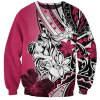 Polynesian Valentine Sweatshirt Couple Floral Unique Pink Version LT01 Unisex Pink - Polynesian Pride