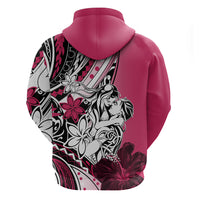 Polynesian Valentine Zip Hoodie Couple Floral Unique Pink Version LT01 - Polynesian Pride