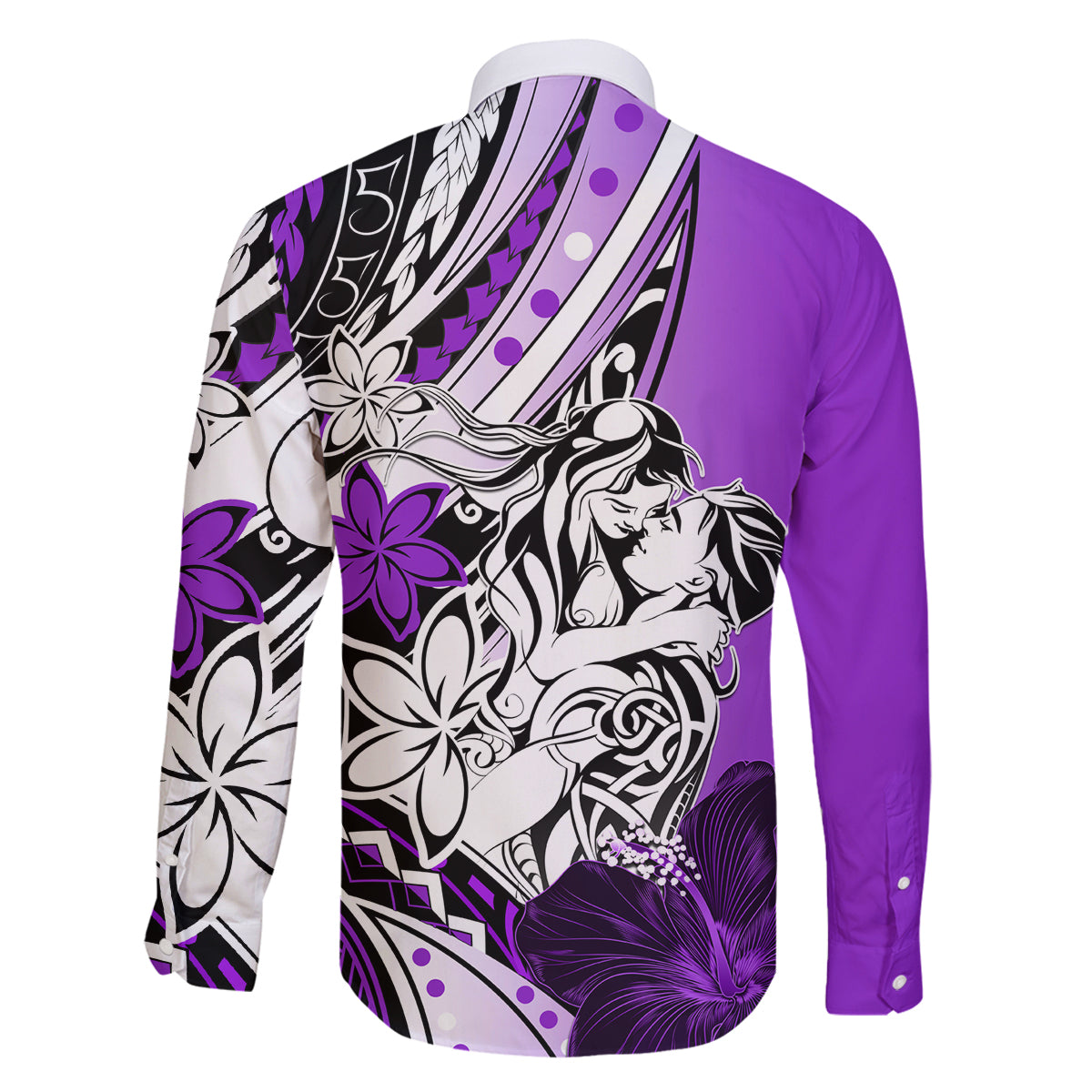 Polynesian Valentine Family Matching Puletasi and Hawaiian Shirt Couple Floral Unique Purple Version LT01 - Polynesian Pride