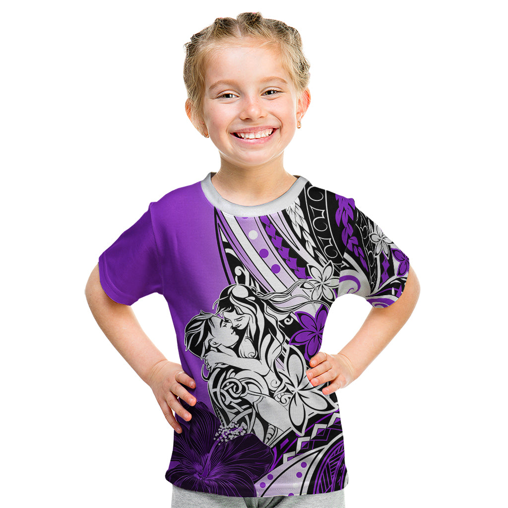 Polynesian Valentine Kid T Shirt Couple Floral Unique Purple Version LT01 Purple - Polynesian Pride