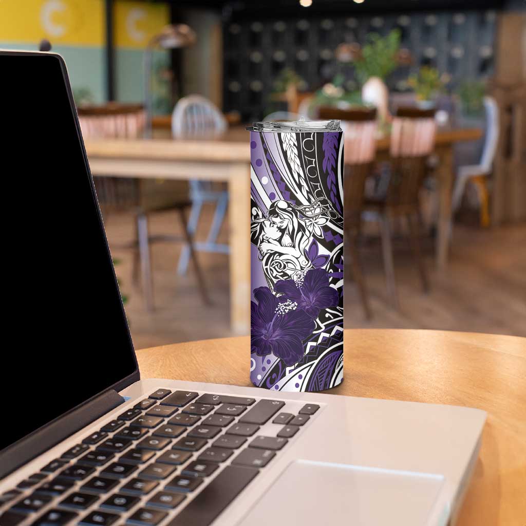 Polynesian Valentine Skinny Tumbler Couple Floral Unique Purple Version
