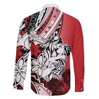 Polynesian Valentine Family Matching Off Shoulder Maxi Dress and Hawaiian Shirt Couple Floral Unique Red Version LT01 - Polynesian Pride