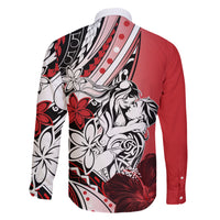 Polynesian Valentine Family Matching Short Sleeve Bodycon Dress and Hawaiian Shirt Couple Floral Unique Red Version LT01 - Polynesian Pride