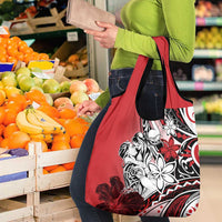 Polynesian Valentine Grocery Bag Couple Floral Unique Red Version