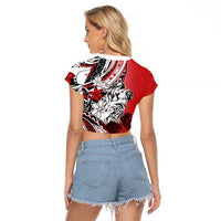 Polynesian Valentine Raglan Cropped T Shirt Couple Floral Unique Red Version LT01 - Polynesian Pride
