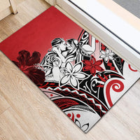 Polynesian Valentine Rubber Doormat Couple Floral Unique Red Version LT01 - Polynesian Pride