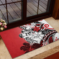 Polynesian Valentine Rubber Doormat Couple Floral Unique Red Version LT01 - Polynesian Pride