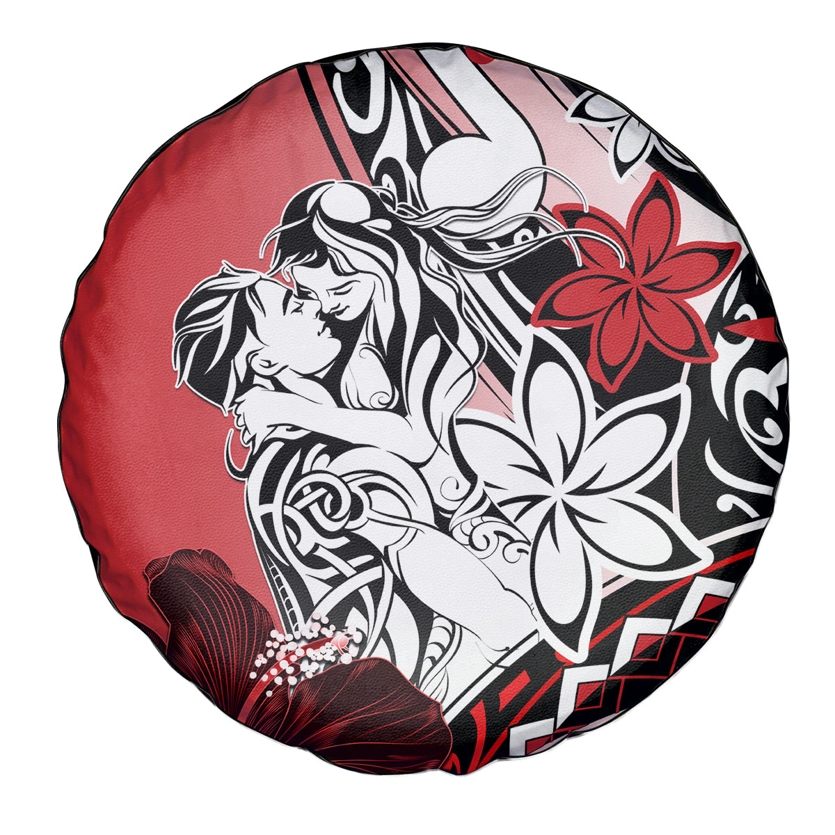 Polynesian Valentine Spare Tire Cover Couple Floral Unique Red Version LT01 - Polynesian Pride