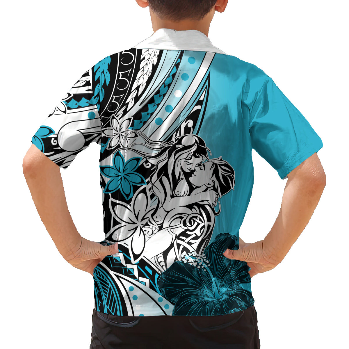 Polynesian Valentine Family Matching Tank Maxi Dress and Hawaiian Shirt Couple Floral Unique Sky Blue Version LT01 - Polynesian Pride