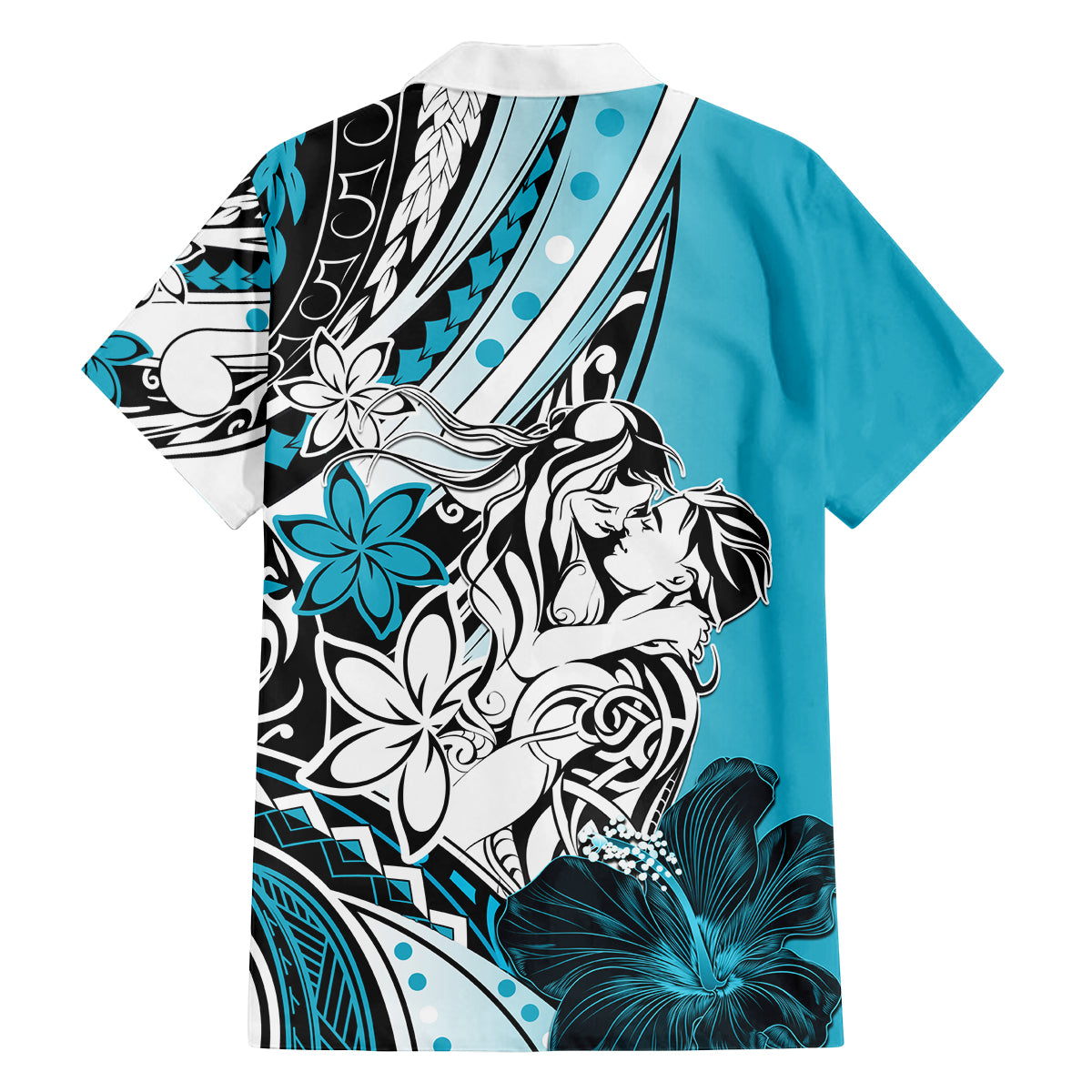 Polynesian Valentine Family Matching Tank Maxi Dress and Hawaiian Shirt Couple Floral Unique Sky Blue Version LT01 - Polynesian Pride