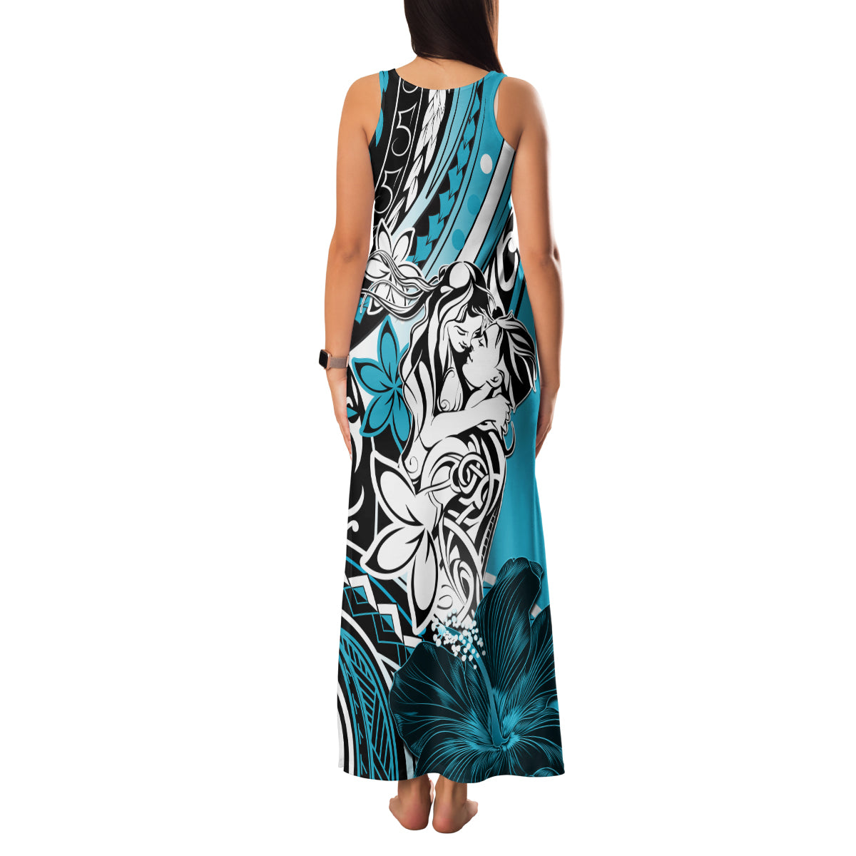 Polynesian Valentine Family Matching Tank Maxi Dress and Hawaiian Shirt Couple Floral Unique Sky Blue Version LT01 - Polynesian Pride